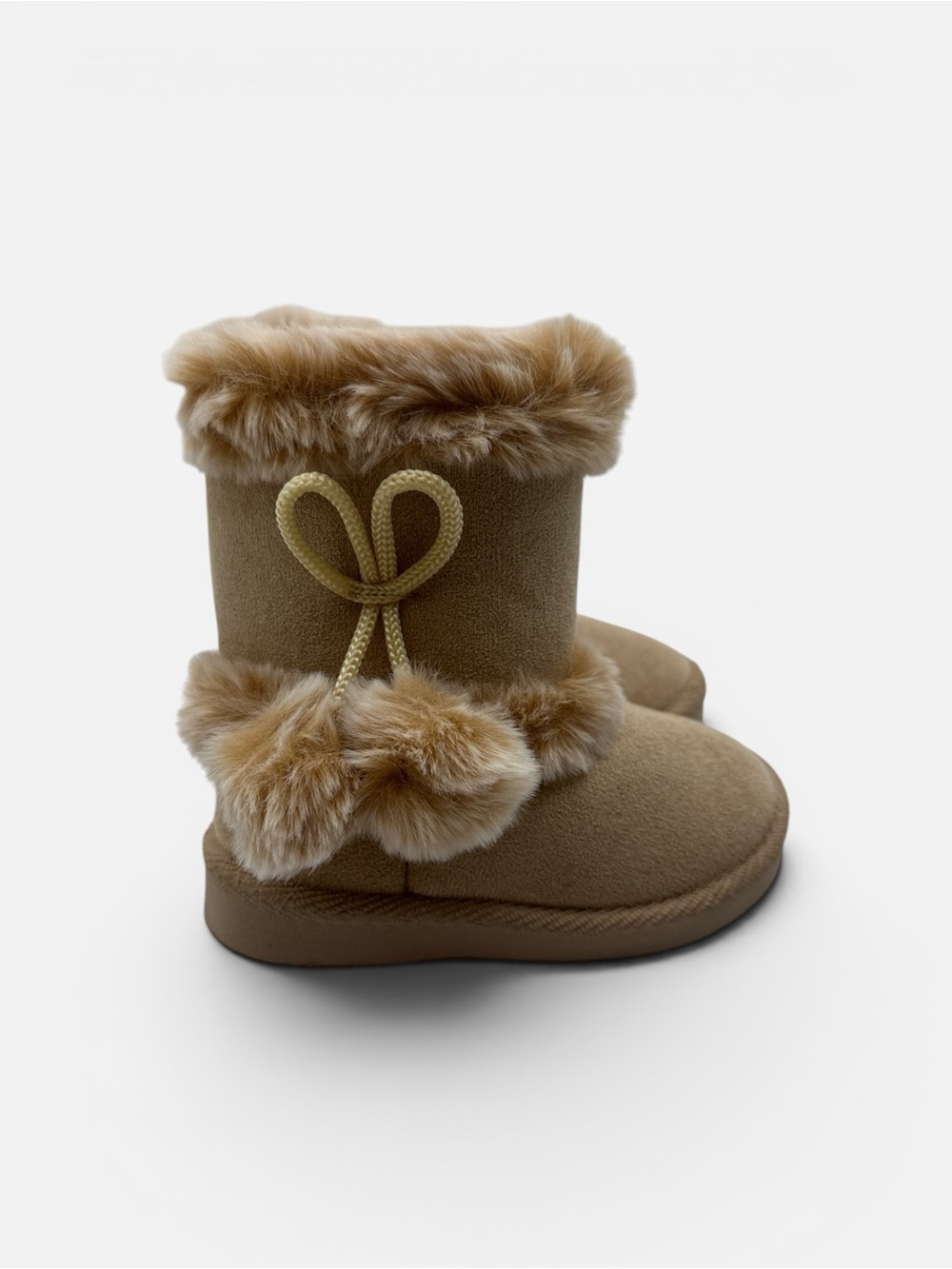Toddler Girl Faux Suede Faux Fur Lined Tan Booties Size 7.5